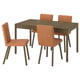 TONSTAD / TONSTAD Table and 4 chairs, brown oak veneer/Bomstad golden brown brown oak effect, 140/196x85 cm