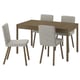 TONSTAD / TONSTAD Table and 4 chairs, brown oak veneer/Viarp beige/brown brown oak effect, 140/196x85 cm