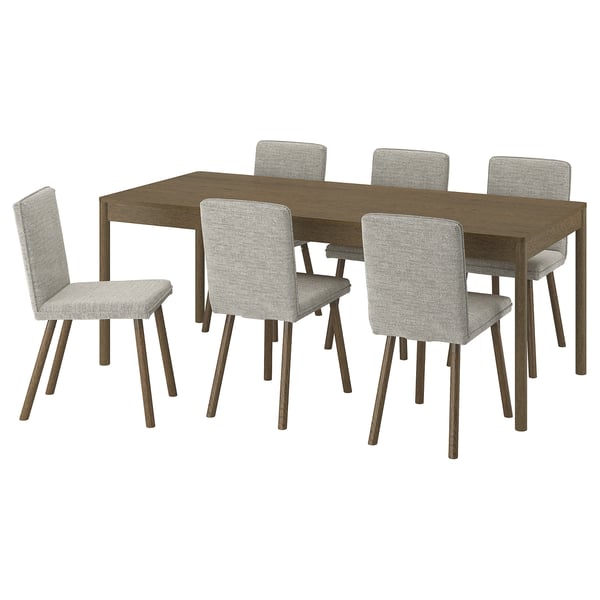TONSTAD / TONSTAD Table and 6 chairs, brown oak veneer/Viarp beige/brown brown oak effect, 200x85 cm