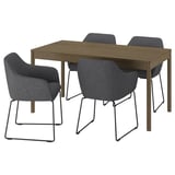 TONSTAD / TOSSBERG Table and 4 chairs, brown oak veneer/Gunnared dark grey black, 150x80 cm