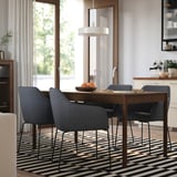 TONSTAD / TOSSBERG Table and 4 chairs, brown oak veneer/Gunnared dark grey black, 150x80 cm