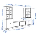 TONSTAD TV storage combination, off-white/clear glass, 339x47x201 cm