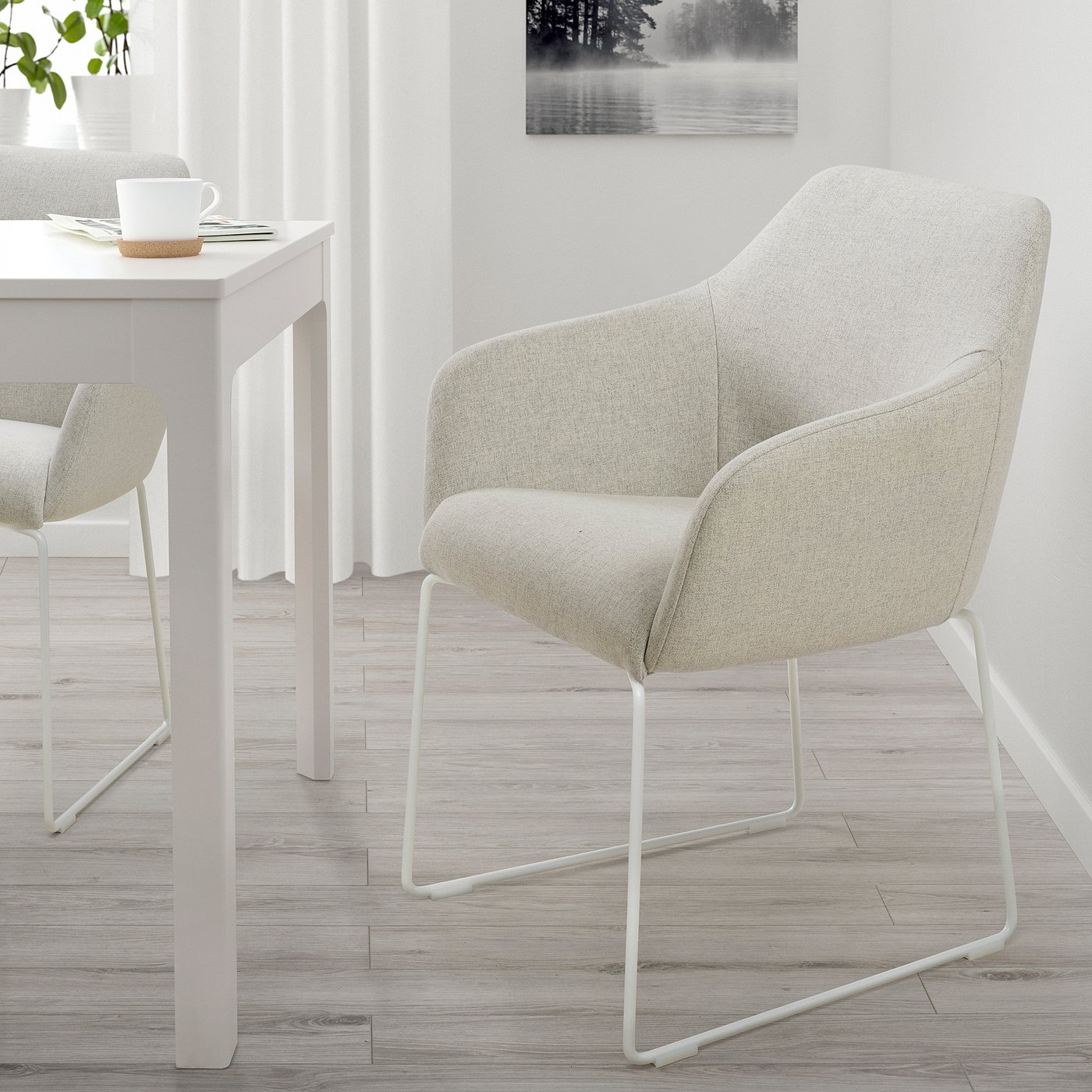TOSSBERG chair, metal white/Gunnared beige - IKEA Switzerland