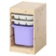TROFAST Storage combination with box/trays, light white stained pine white/lilac, 32x44x52 cm