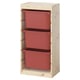 Option: TROFAST Storage combination with boxes, light white stained pine/red, 44x30x91 cm
