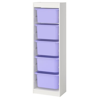 TROFAST Storage combination with boxes, white/lilac, 46x30x145 cm