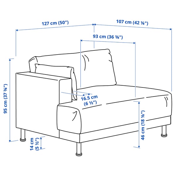 UPPÅKRA 1.5-seat module, with armrest left/Johanneshov dark grey