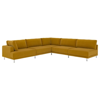 UPPÅKRA Modular corner sofa, 6 seat, with open end, right/Samsala yellow-brown