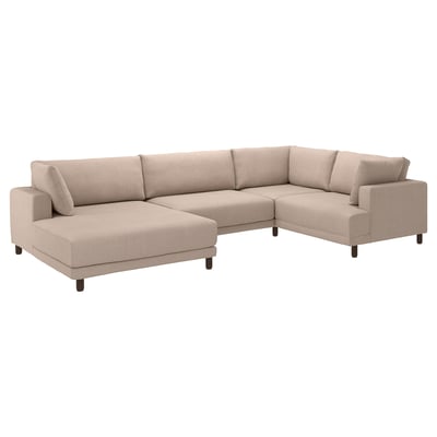 UPPÅKRA U-shaped sofa, 4,5-seat, with chaise longue, left/Samsala grey-beige
