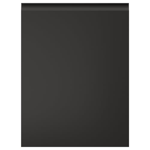 Black UPPLÖV kitchen cabinet with sleek, integrated handle, featuring modern, square design.