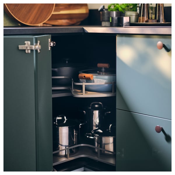 UTRUSTA Corner base cabinet carousel, grey, 88 cm