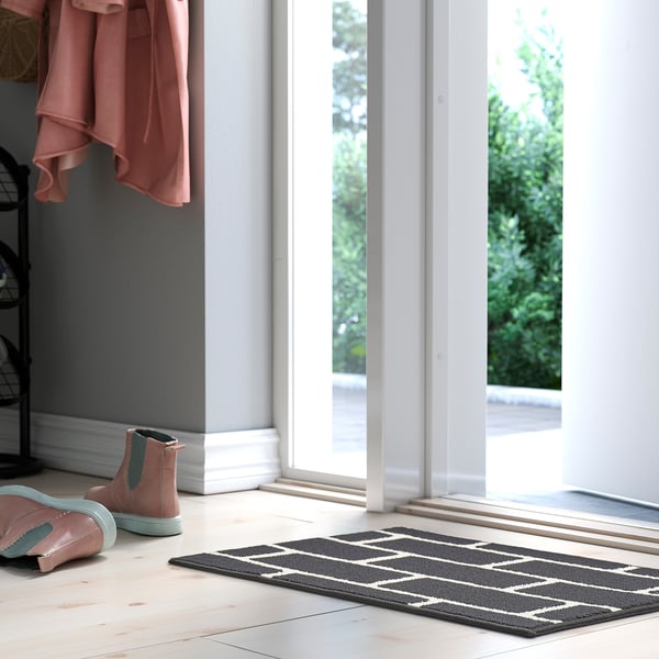 VÄNDPLATS Door mat, black/brick pattern, 40x60 cm