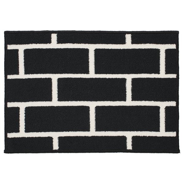 VÄNDPLATS Door mat, black/brick pattern, 40x60 cm