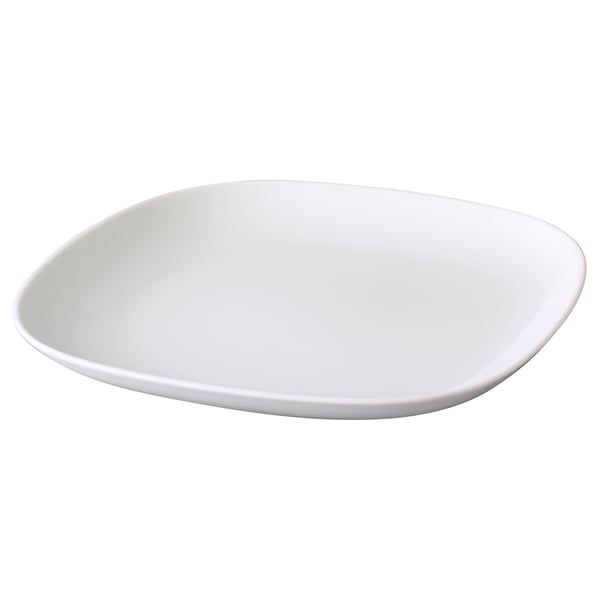 VÄRDERA white square plate, simple and elegant design. Made of durable feldspar porcelain.