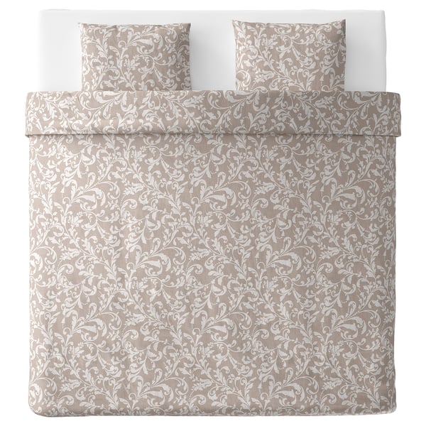 Varbracka Quilt Cover And 2 Pillowcases Beige White Ikea