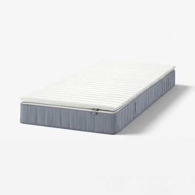 VESTERÖY Mattress and mattress pad, firm light blue/Näsfjället white, 90x200 cm