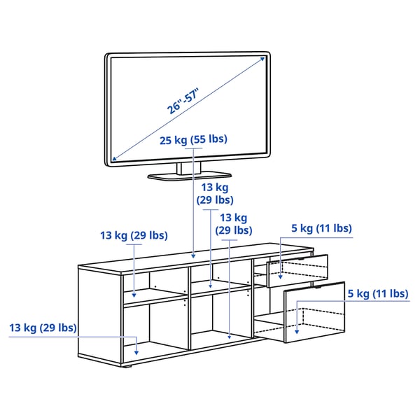 VIHALS TV bench, white, 146x37x50 cm
