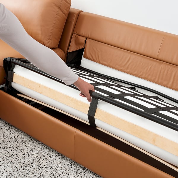 VIMLE 3-seat sofa-bed with chaise longue, Grann/Bomstad golden-brown