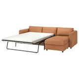 VIMLE 3-seat sofa-bed with chaise longue, Grann/Bomstad golden-brown