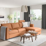 VIMLE 3-seat sofa, with chaise longue with headrest/Grann/Bomstad golden-brown