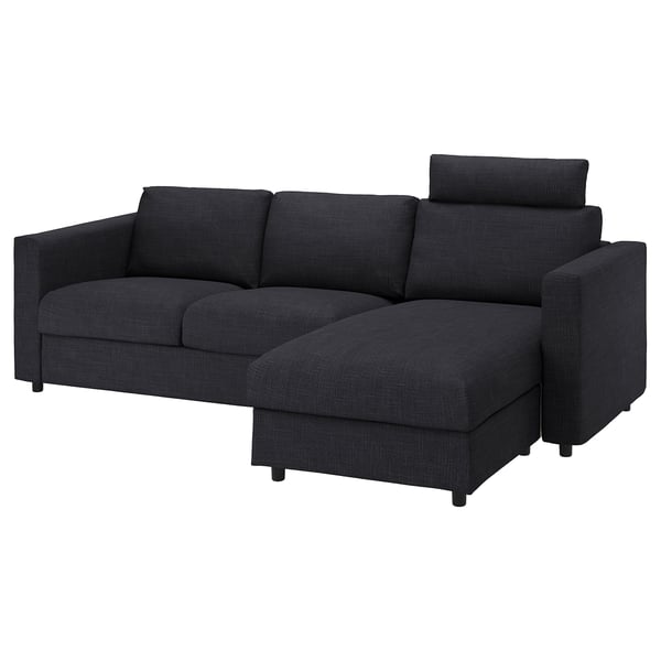 VIMLE 3-seat sofa, with chaise longue with headrest/Hillared anthracite
