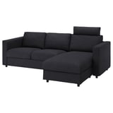 VIMLE 3-seat sofa, with chaise longue with headrest/Hillared anthracite