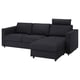 VIMLE 3-seat sofa, with chaise longue with headrest/Hillared anthracite