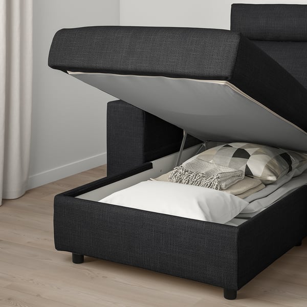 VIMLE 3-seat sofa, with chaise longue with headrest/Hillared anthracite