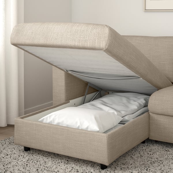 VIMLE 3-seat sofa, with chaise longue with headrest/Hillared beige