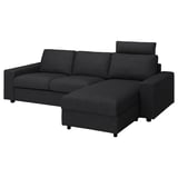 VIMLE 3-seat sofa with chaise longue, with wide armrests with headrest/Hillared anthracite