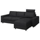 Option: VIMLE 3-seat sofa with chaise longue, with wide armrests with headrest/Hillared anthracite