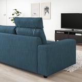 VIMLE 3-seat sofa, with headrest with wide armrests/Hillared dark blue