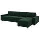 VIMLE 4-seat sofa with chaise longue, with wide armrests/Djuparp dark green