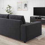 VIMLE 4-seat sofa with chaise longue, with wide armrests/Djuparp dark grey