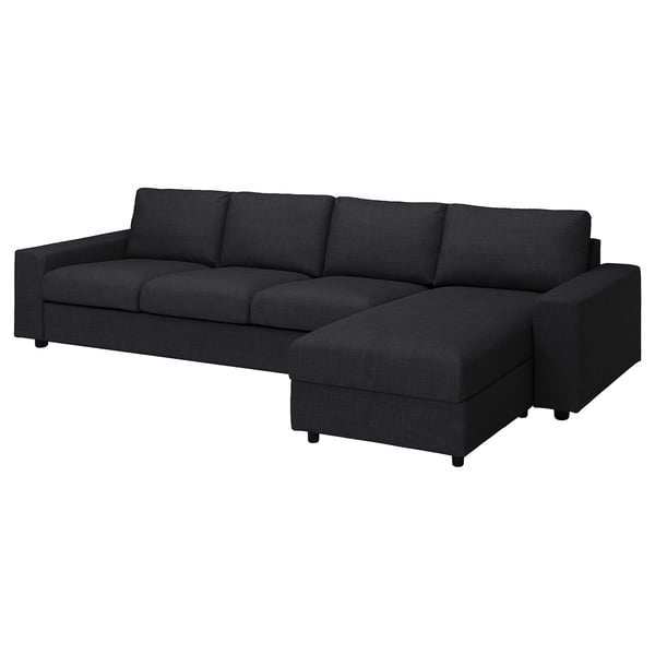VIMLE 4-seat sofa with chaise longue, with wide armrests/Hillared anthracite