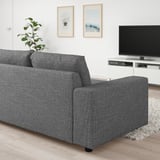 VIMLE 4-seat sofa with chaise longue, with wide armrests/Lejde grey/black