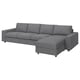 VIMLE 4-seat sofa with chaise longue, with wide armrests/Lejde grey/black