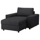 VIMLE Chaise longue, with wide armrests/Hillared anthracite