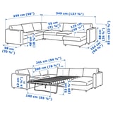 VIMLE Corner sofa-bed, 5-seat, with chaise longue/Hillared anthracite