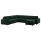 VIMLE Crnr sofa-bed, 5-seat w chaise lng, with wide armrests/Djuparp dark green