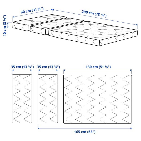 VIMSIG Foam mattress for extendable bed, 80x200 cm