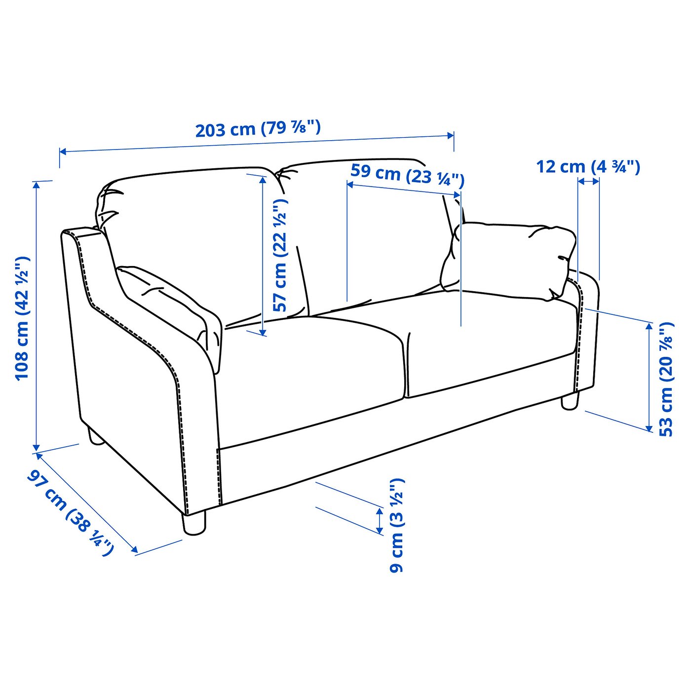 VINLIDEN 3-seat sofa, Hakebo dark grey - IKEA Switzerland