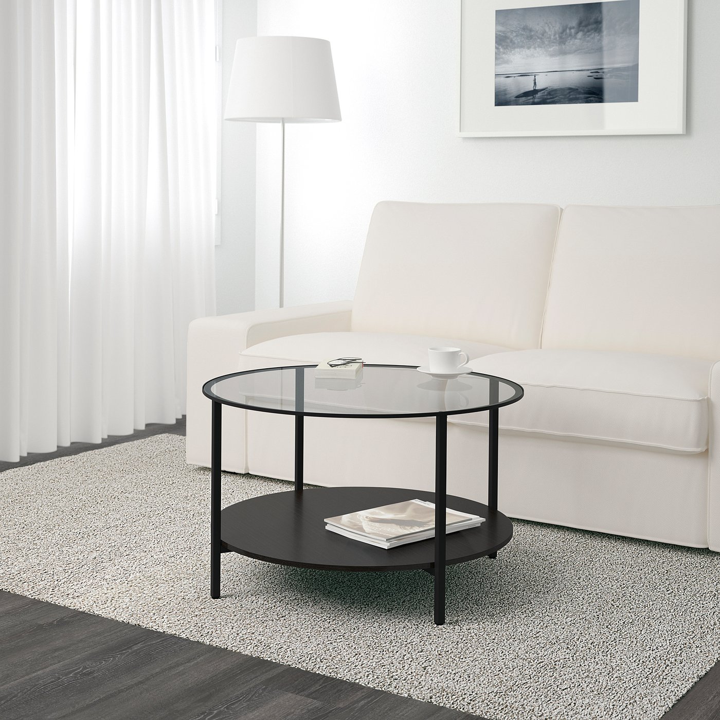 IKEA VITTSJO コーヒーテーブル VITTSJÖ coffee table, black-brown/glass, 75 cm - IKEA Switzerland