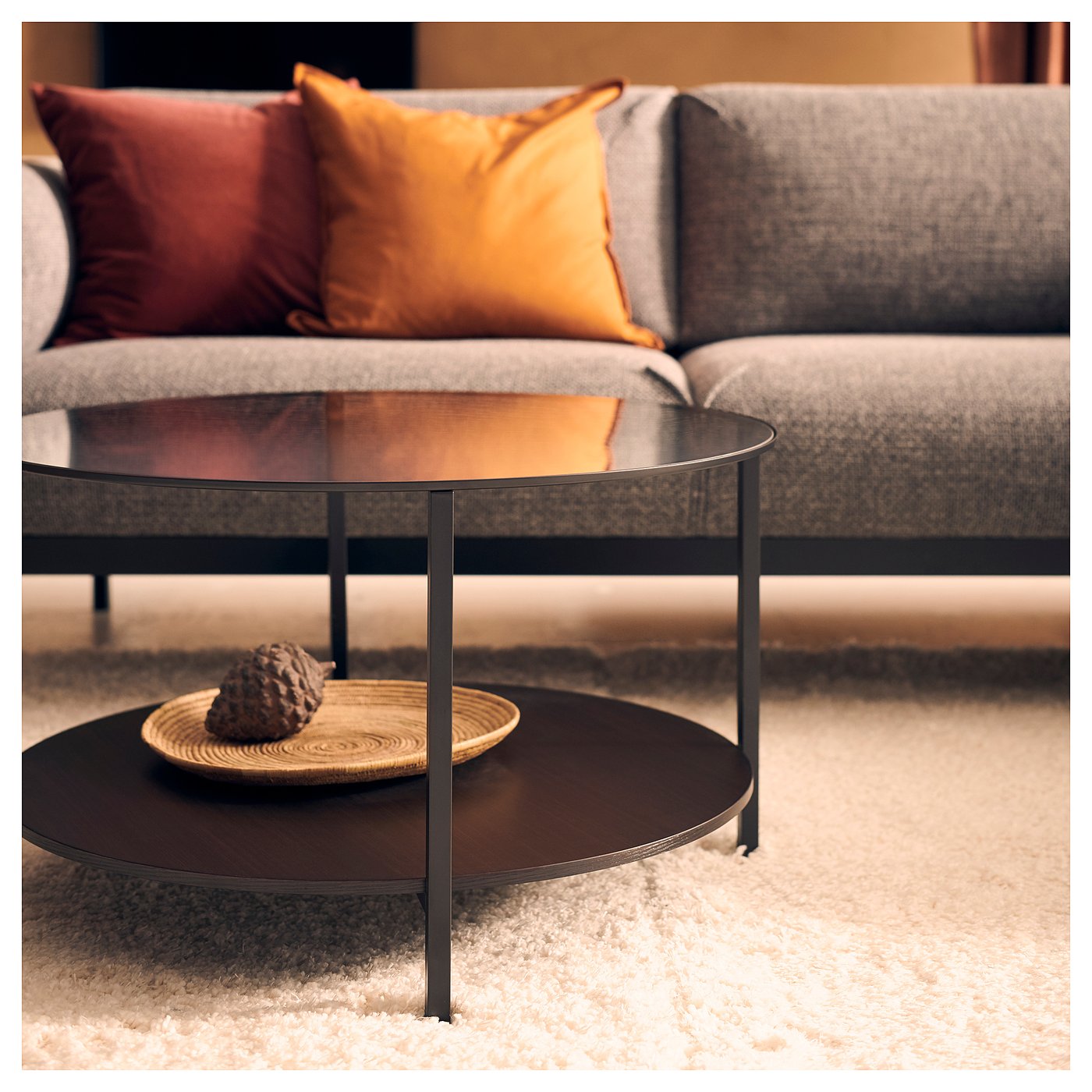 VITTSJÖ coffee table, black-brown/glass, 75 cm - IKEA Switzerland