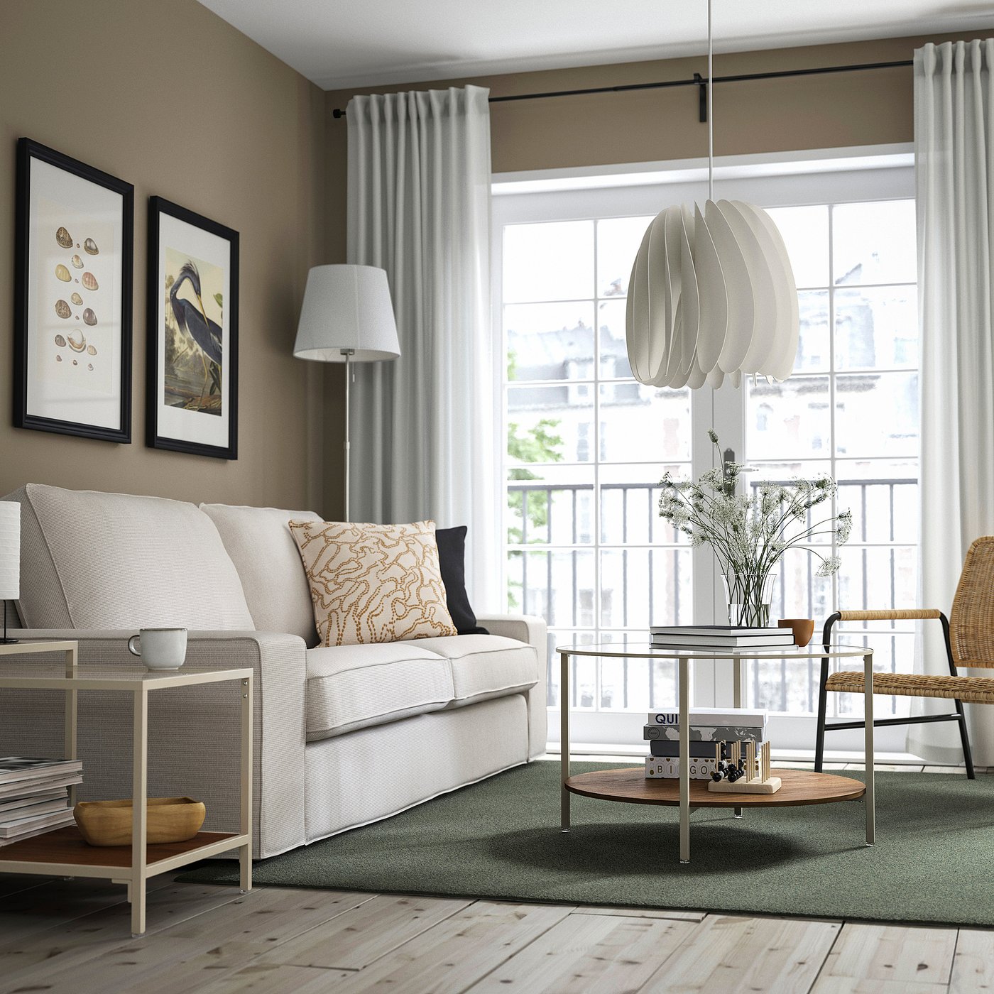 IKEA VITTSJO コーヒーテーブル VITTSJÖ coffee table, light beige/glass, 75 cm - IKEA Switzerland
