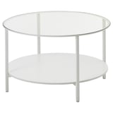 VITTSJÖ Coffee table, white/glass, 75 cm