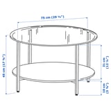 VITTSJÖ Coffee table, white/glass, 75 cm