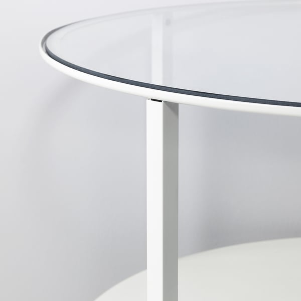 VITTSJÖ Coffee table, white/glass, 75 cm