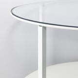 VITTSJÖ Coffee table, white/glass, 75 cm