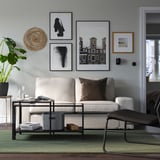 VITTSJÖ Nest of tables, set of 2, black-brown/glass, 90x50 cm